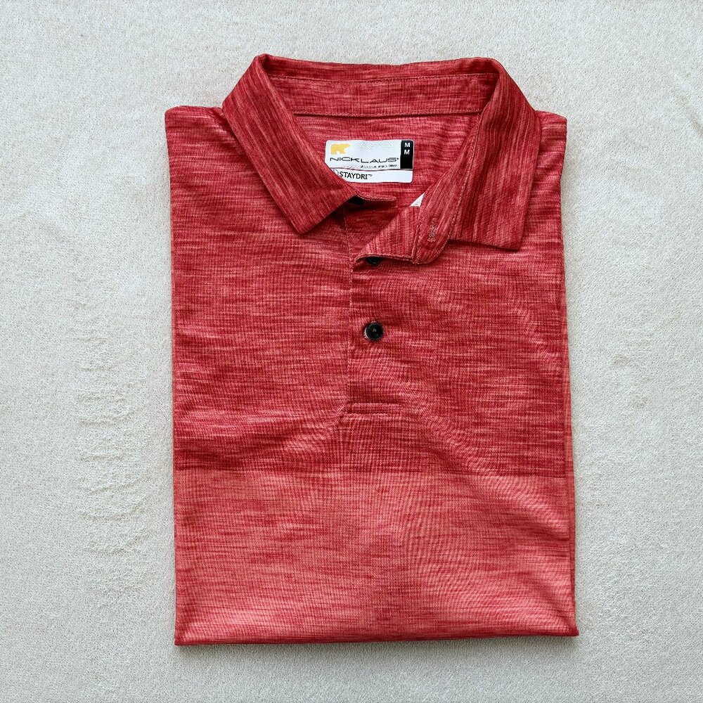 Jack Nicklaus Polo Shirt Mens Medium Orange Staydri Performance Stretch Golf